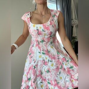 a new day Pink and White Floral Midi Dress